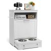 White pet feeding station, pet cabinet