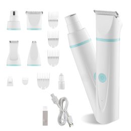 Dog Clippers for Grooming, 4 in 1 Dog Grooming Kit, Low Noise, Rechargeable Pet Shaver with 6 Combs & 4 Detachable Blades